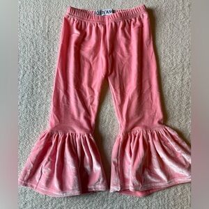 Velvet pink bell bottoms, toddler size 3T. Elastic waist, comfy, lush, fancy